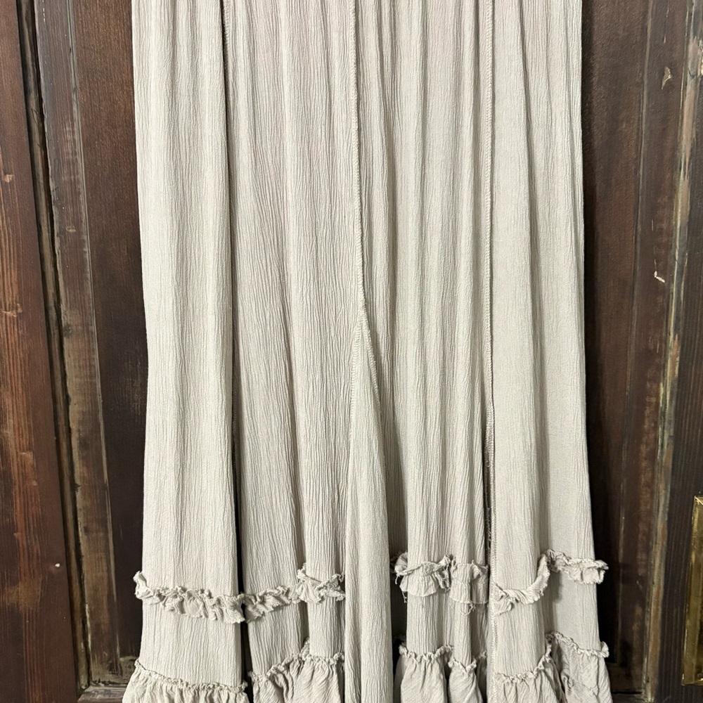 Umgee Khaki Ruffle Maxi Skirt